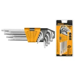 INGCO HHK13091 9-Piece Long Arm Torx Key Set | Cr-V | T10-T50 | Heat Treated & Chrome Plated | Torx Keys
