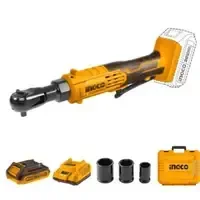INGCO CDRLI20652 20V Cordless Ratchet Wrench | 65Nm Max Torque | 3/8" Square Drive | 350 RPM | 2 x 2.0Ah Batteries | 3 Sockets & Charger