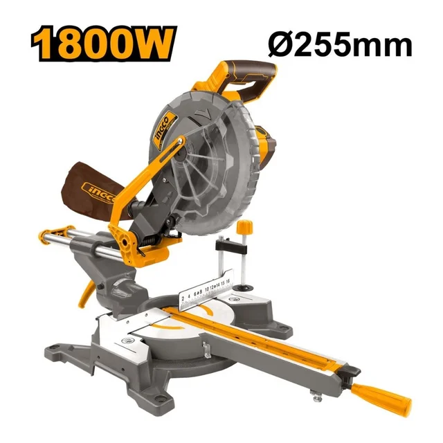 INGCO Mitre saw BM2S180017 features 220-240V~50/60Hz Input power: 1800W voltage for practical, reliable performance in everyday workshop tasks.