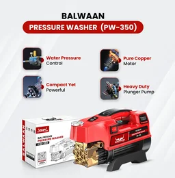 Balwaan Krishi Balwaan PW-350 Pressure Washer 1800W Electric Motor with Brass Pump, Straight & Bend Lances, Foam Bottle, 26 Feet High-Pressure Pipe, 10 Feet Suction Pipe & 4m Power Cord - MTAK-EL-PR-6035