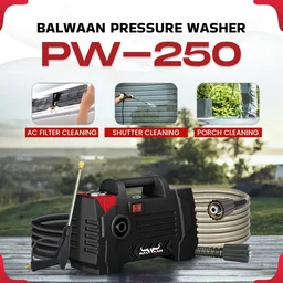 Balwaan Krishi Balwaan PW-250 Lightweight Pressure Washer 1800W Electric Motor with Straight Lance, Foam Bottle, 26 Feet High-Pressure Pipe, 10 Feet Suction Pipe & 4m Power Cord - MTAK-EL-PR-6034