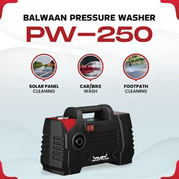 Balwaan Krishi Balwaan PW-250 Lightweight Pressure Washer 1800W Electric Motor with Straight Lance, Foam Bottle, 26 Feet High-Pressure Pipe, 10 Feet Suction Pipe & 4m Power Cord - MTAK-EL-PR-6034
