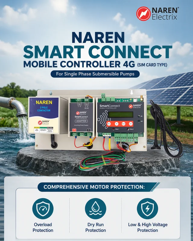 NAREN Electrix l Mobile Controllers l 4 G with Mobile App & Web App l Smart Connect 4G (Single Phase Sub) (With Mobile App & Web App) - SKU - 49550578