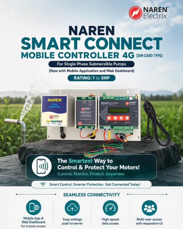 NAREN Electrix l Mobile Controllers l 4 G with Mobile App & Web App l Smart Connect 4G (Single Phase Sub) (With Mobile App & Web App) - SKU - 49550578