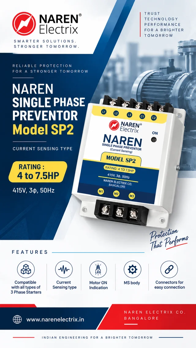 NAREN Electrix l Single Phase Preventors l Model SP2 (4 to 7.5HP) - SKU - 47312557