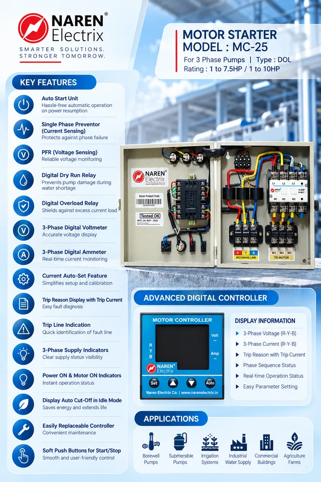 NAREN Electrix l Control starters l 3 phase l Digital l MC-25 - SKU - 48083626