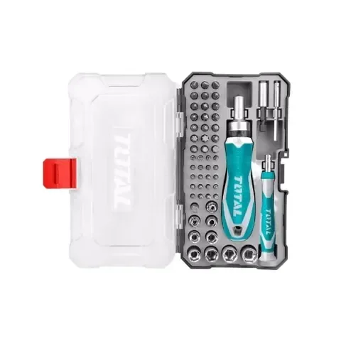 Total Tools TOTAL TOOLS 55-Piece Screwdriver Bits and Socket Set with Ratchet Handle, Precision Bits, and Storage Case - TACSD30556