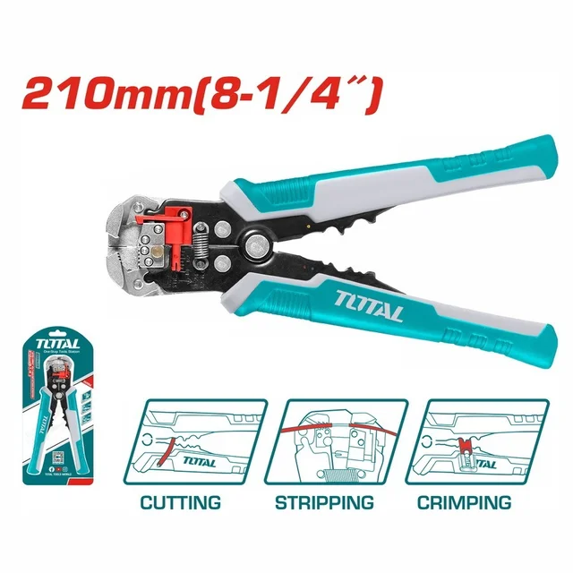 Total Tools TOTAL TOOLS 3-in-1 Automatic Wire Stripper (10-24 AWG) with Wire Cutting and Terminal Crimping Functions and Comfortable Handle - THT15246