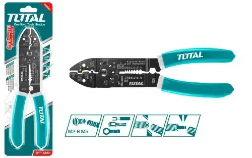 Total Tools TOTAL TOOLS Multi-Function Wire Stripper & Cutter 8.5"/215mm, 7 Wire Sizes & 5 Copper Screw Sizes - THT15851