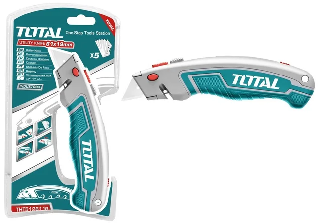 Total Tools TOTAL TOOLS Utility Knife with 6Pcs SK5 Steel Blades (61x19mm) - THT5126128