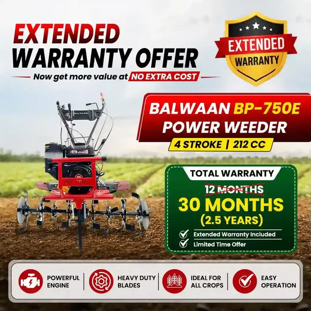 Balwaan Krishi Balwaan BP-750E Black Cheetah 7HP 4-Stroke Petrol Power Weeder & Tiller | Self-Start (SENST Battery), Mat Shocker & 32 Blades | MTAK-EN-PO-6005