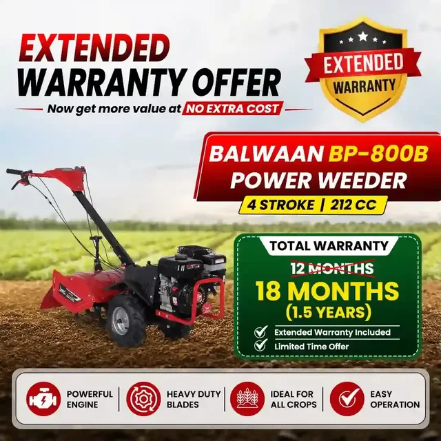 Balwaan Krishi Balwaan BP-800B Back Rotary 7HP 4-Stroke Petrol Power Weeder & Cultivator | Multi-Pulley Drive Technology (MPDT) Tiller with 12 Blades| MTAK-EN-PO-6032