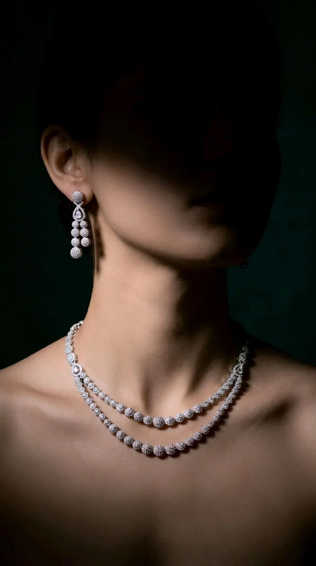 #AD08 American Diamonds Necklace Set