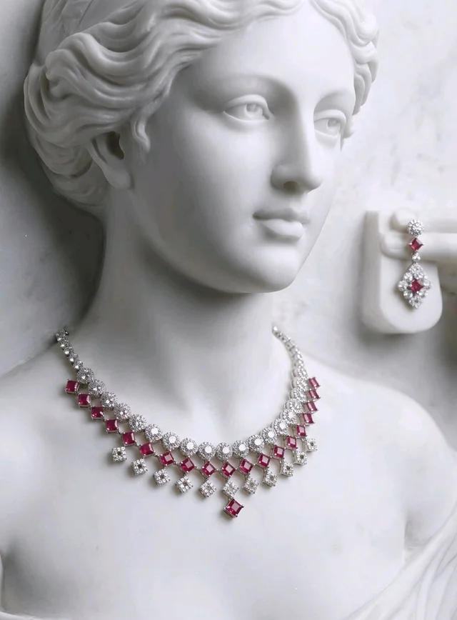 #AD10 American Diamonds Necklace Set