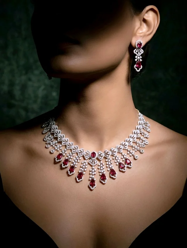 #AD12 American Diamonds Necklace Set