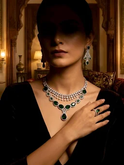 #AD14 American Diamonds Necklace With Set
