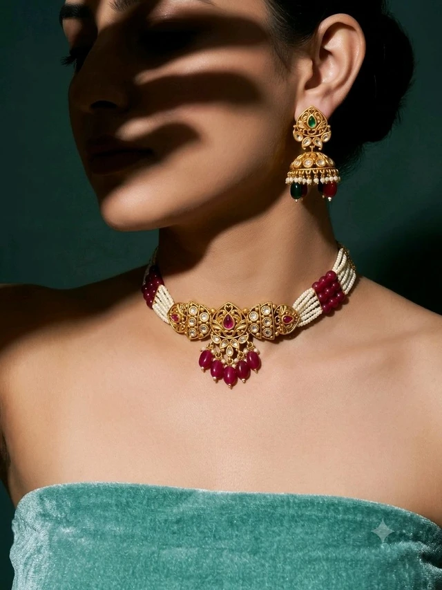 #PLK03 Polki Necklace Set