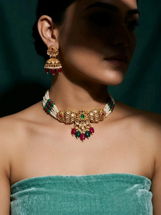 #PLK03 Polki Necklace Set
