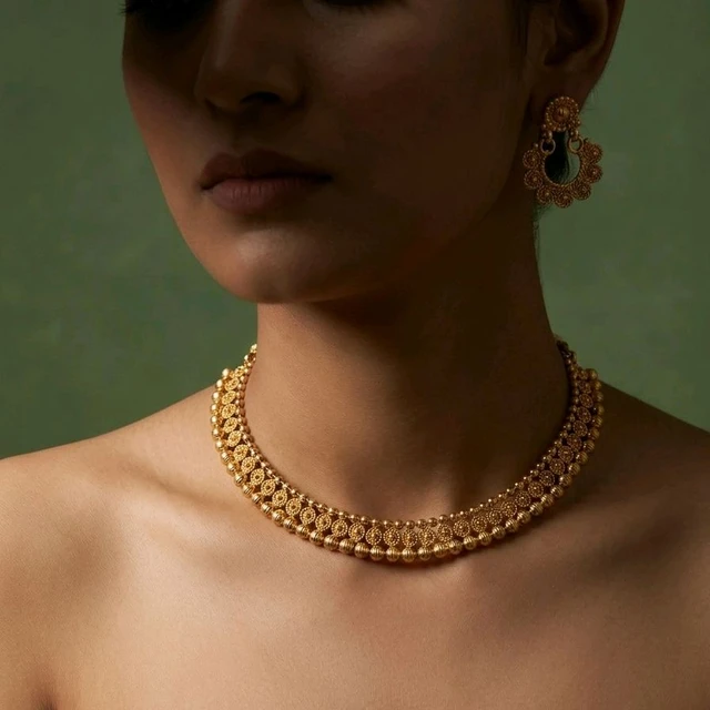 #NTQ21 Antique Gold Necklace Set