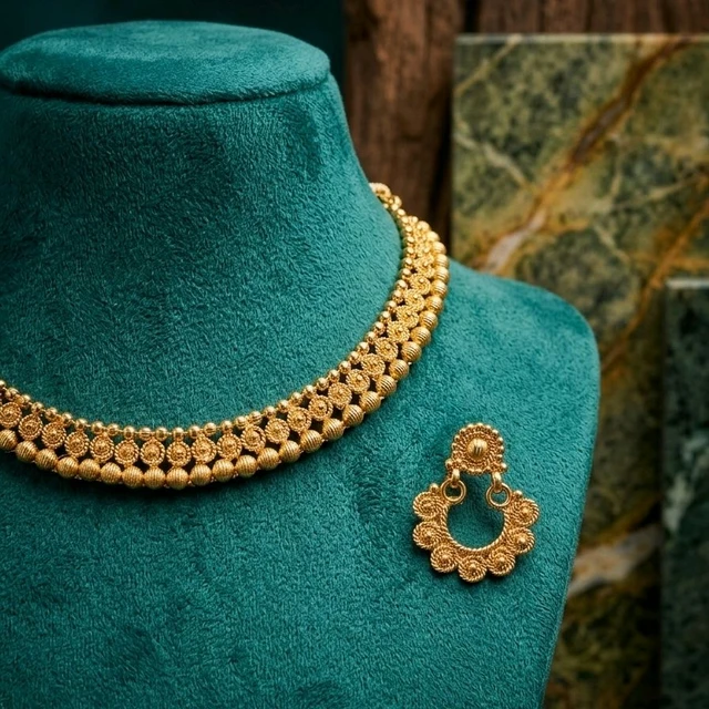 #NTQ21 Antique Gold Necklace Set