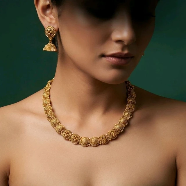 #NTQ27 Antique Gold Necklace Set