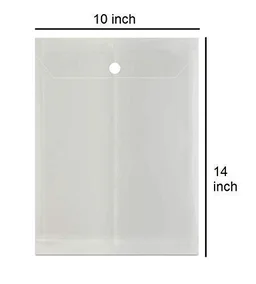 Button file 12 Pack A4/Legal Top Opening Document File Bag, Transparent Envelope Holder Storage Case, My Clear Plastic Container, Snap Button Organizer Top Button File - Transparent