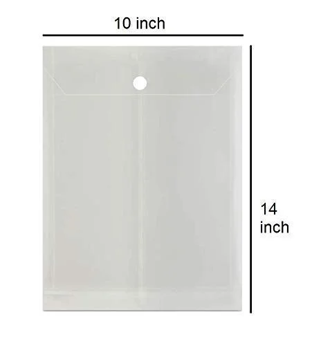 Button file 12 Pack A4/Legal Top Opening Document File Bag, Transparent Envelope Holder Storage Case, My Clear Plastic Container, Snap Button Organizer Top Button File - Transparent