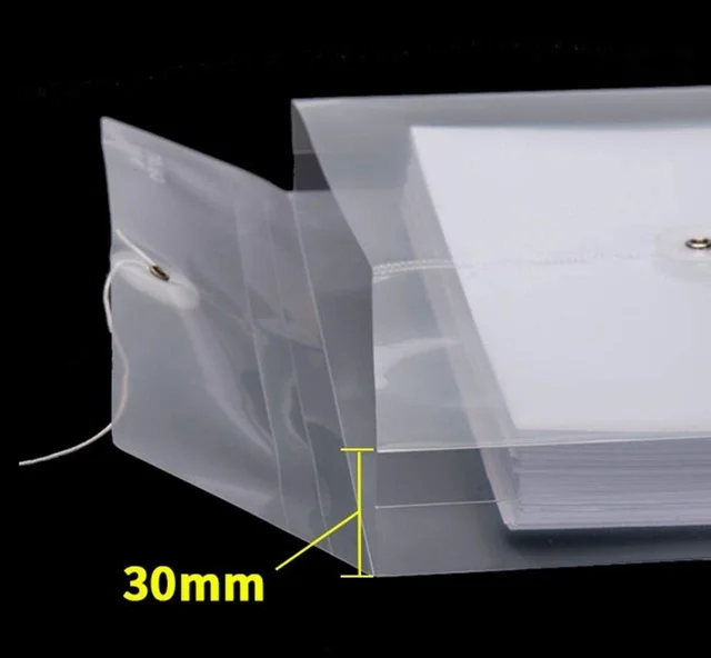 Button file 12 Pack A4/Legal Top Opening Document File Bag, Transparent Envelope Holder Storage Case, My Clear Plastic Container, Snap Button Organizer Top Button File - Transparent
