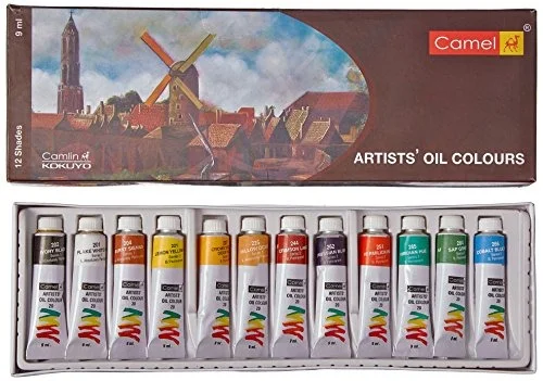 Camlin Camel Artist's Oil Color Box - 9ml Tubes, 12 Shades