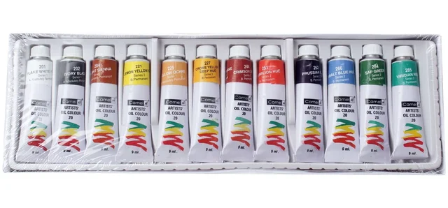 Camlin Camel Artist's Oil Color Box - 9ml Tubes, 12 Shades