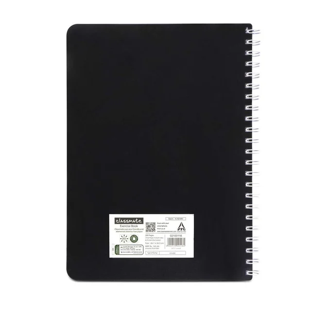 Classmate Pulse 6 Subject Spiral Notebook - Pack of 1 | Unruled | 300 Pages | 26.7cm x 20.3cm | Attractive Cover Designs | Soft Cover | Notebooks for College Students
