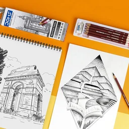 Doms Drawing & Sketching Graphite Pencils - Grade HB, 2B, 4B, 6B, 8B & 10B | Hi Precision For Sketching | Dark & Neat Drawing | Comes With 1 Eraser