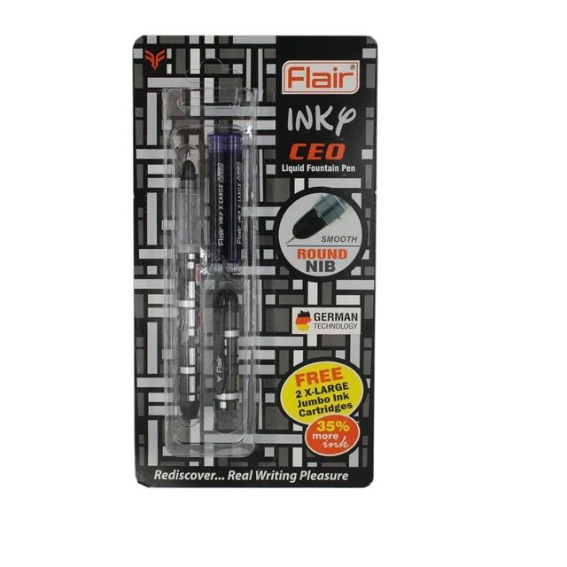 FLAIR Inky Series CEO Liquid Ink Fountain Pen Blister Pack | Ergonomic Grip, Light Weight & Attractive Design