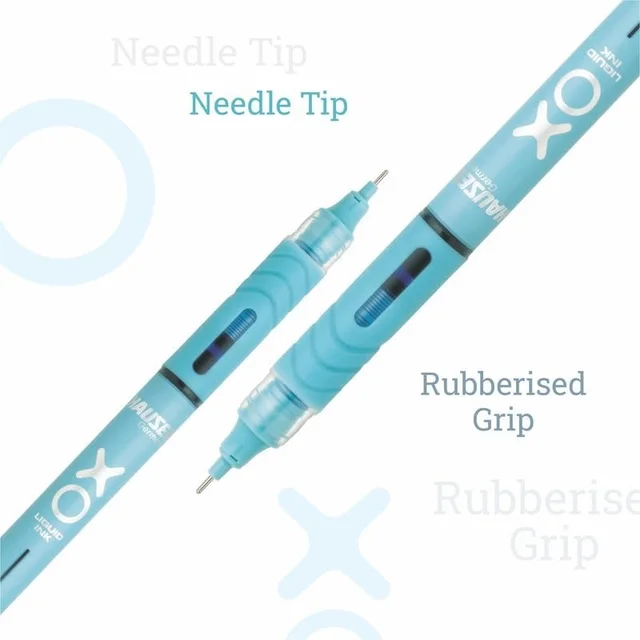 Hauser XO Liquid Ink Roller Pen | Needle Tip For Smooth & Consistent Ink Flow | Fitted with Controlled Ink Flow System & Rubberized Grip | Blue Ink