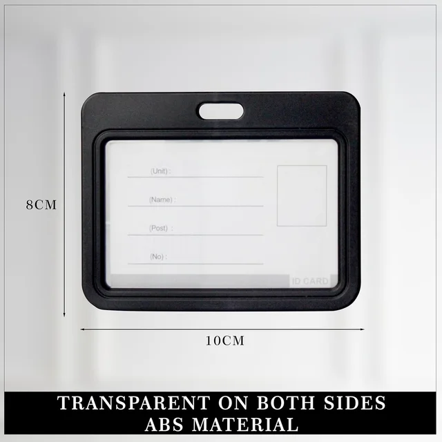 Horizontal Plastic ID Card Cover Holder for Office, School and Colleges (Black)