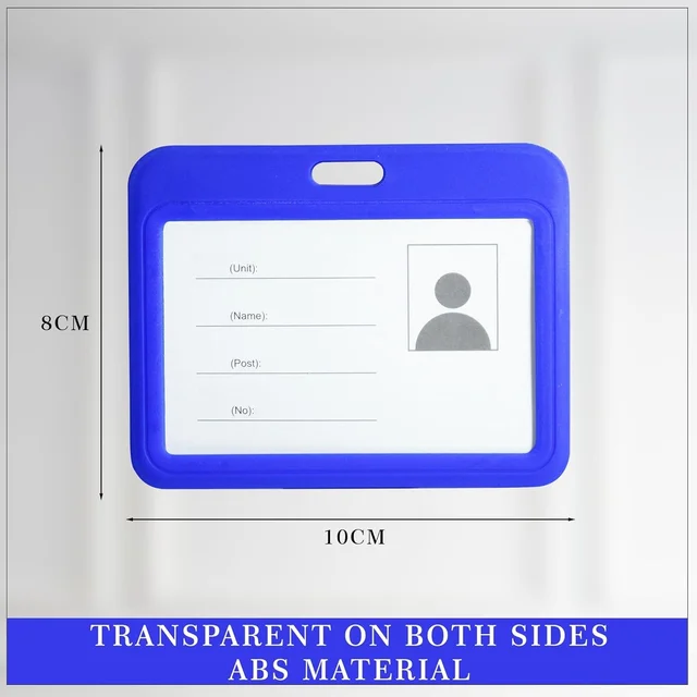 Horizontal Plastic ID Cover Card Holder for Office, School and Colleges (Blue)