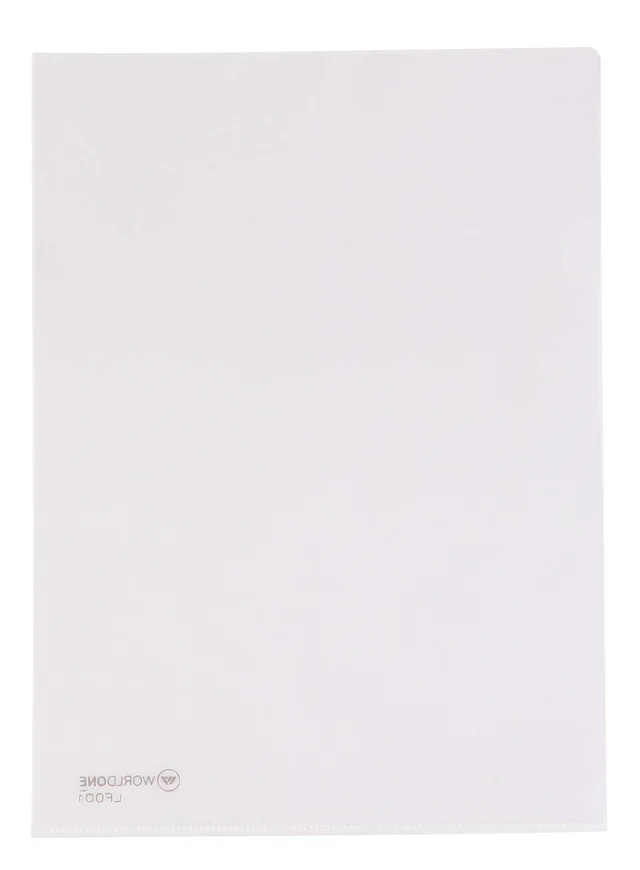 WORLDONE L-Type Transparent Document Sleeve Project Document Holder Plastic Folder for Document Paper Certificate - Pack of 10 - A4, Transparent