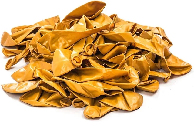 Metallic Latex Balloons Pack Of 50 Golden For Decoration (Golden)