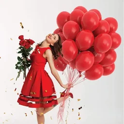 Metallic Latex Balloons Pack Of 50 Red Balloons for Decoration (Red, Pack Of 50)