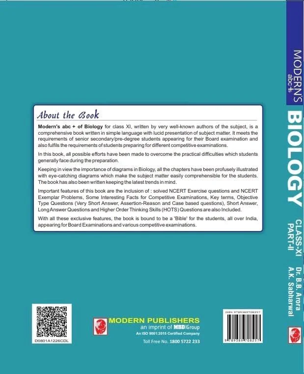 MODERNS ABC PLUS OF BIOLOGY CLASS-11 (PART-1 & 2) BB ARORA & AK SABHARWAL (2025)
