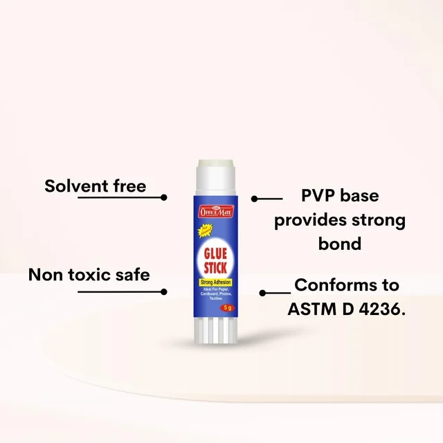 Officemate Glue Stick Non Toxic Transparent Adhesive for Decorations & Craft Projects (5 Gram) - 5g