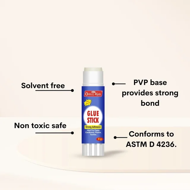 Officemate Glue Stick Non Toxic Transparent Adhesive for Decorations & Craft Projects 8 Gram - 8g