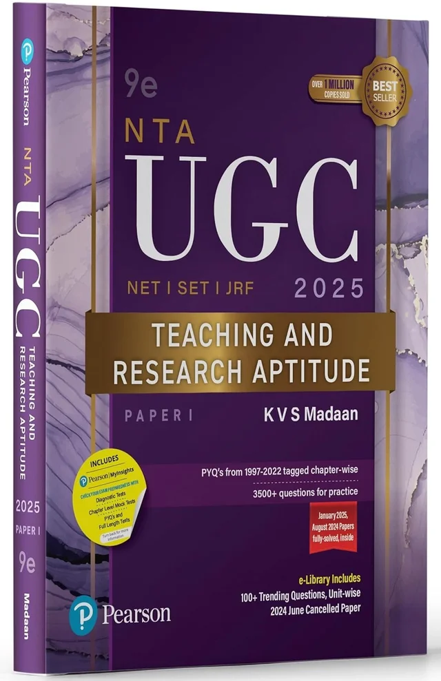 Pearson NTA UGC NET 2025 Paper 1 by KVS Madaan | Teaching & Research Aptitude | NET/SET/JRF | 3500+ Practice Questions | Unit-wise Previous Years’ Questions (1997-2022) | Fully Solved Papers from 2022-2025 | Chapter-wise Digital Diagnostic Tests, Mock Tests & 10 Full-Length Tests accessible through Pearson MyInsights