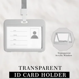 Plastic ID Cover Card Holder, Double Sides Visible, Unisex ID Card Holder Case for Office, School and Colleges