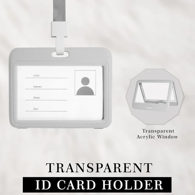 Plastic ID Cover Card Holder, Double Sides Visible, Unisex ID Card Holder Case for Office, School and Colleges