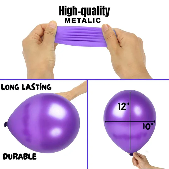 Purple Metallic Balloons - 50Pcs Balloons