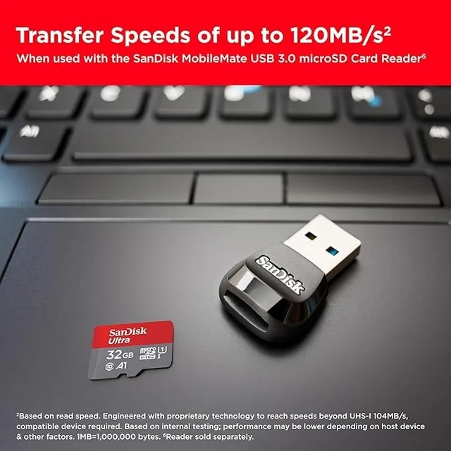 SanDisk Ultra microSD UHS-I Card 32GB, 120MB/s R