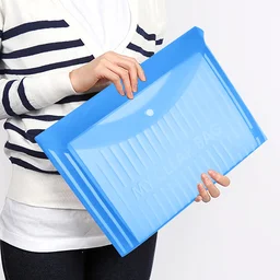 Button file Transparent Lining Printed Document Certificate Storage Case, Snap Button Organizer, My Clear Plastic Bag(Blue) pack of 20 - Blue