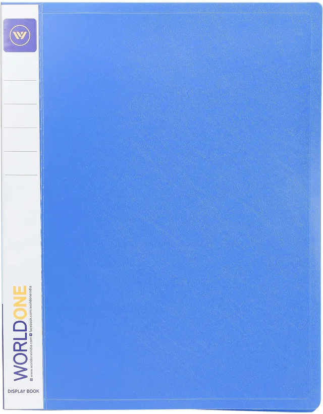 WORLDONE Display Book File Folder with 20 Pockets Plastic File Display Presentation Book, A4 Size, Color: Blue, Set of : 1 - A4, Blue, 20 Pockets