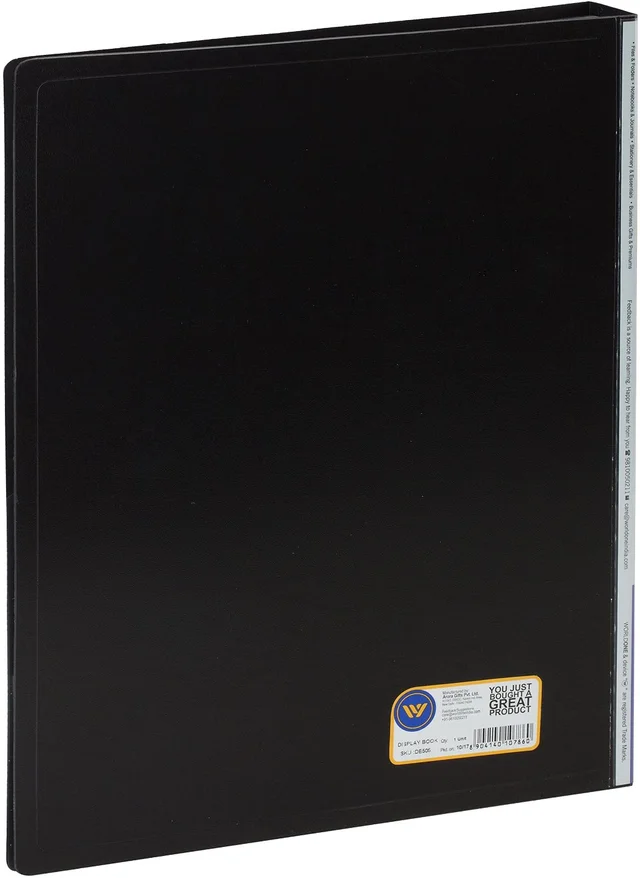 WORLDONE Display Book File Folder with 30 Pockets Plastic File Display Presentation Book, A4 Size, Color: Blue, Set of : 1 - A4, Black, 30 Pockets